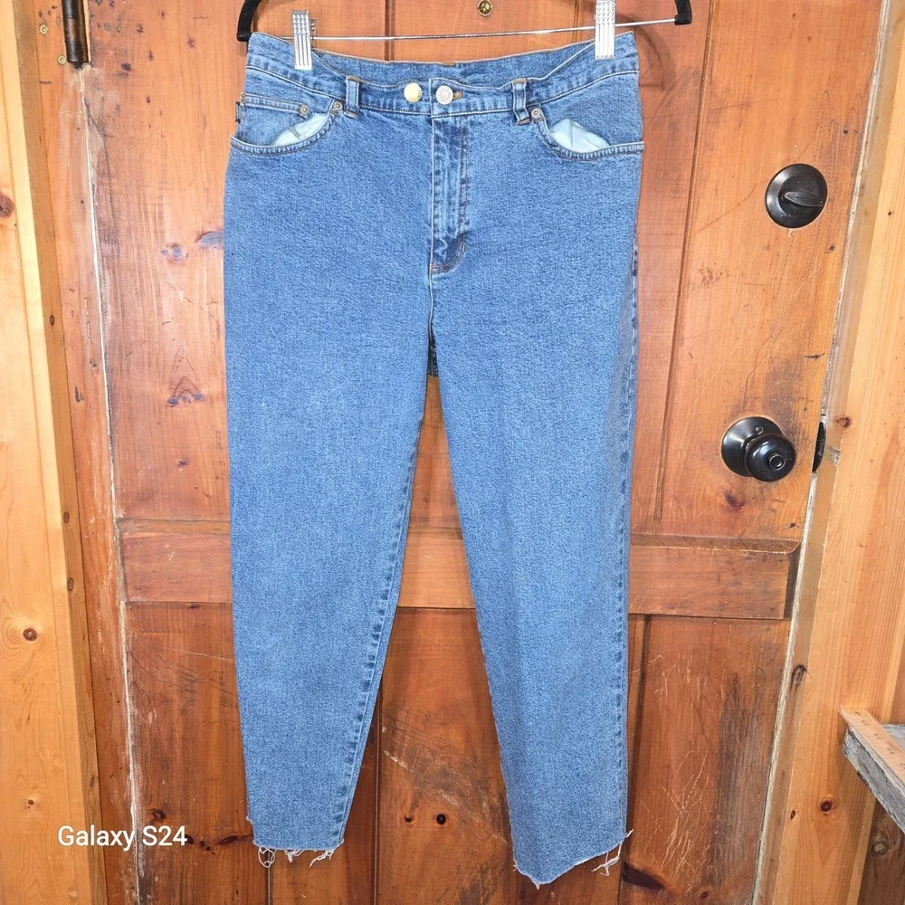 Lauren Jeans Co Ralph Lauren Petite‎ 8P Medium Wash High Rise Raw Hem Tapered